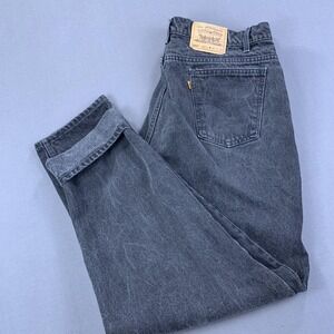 VINTAGE Levi's 560 Jeans Mens 42x34 Black Loose Tapered Orange Tab Made‎ USA 90s
